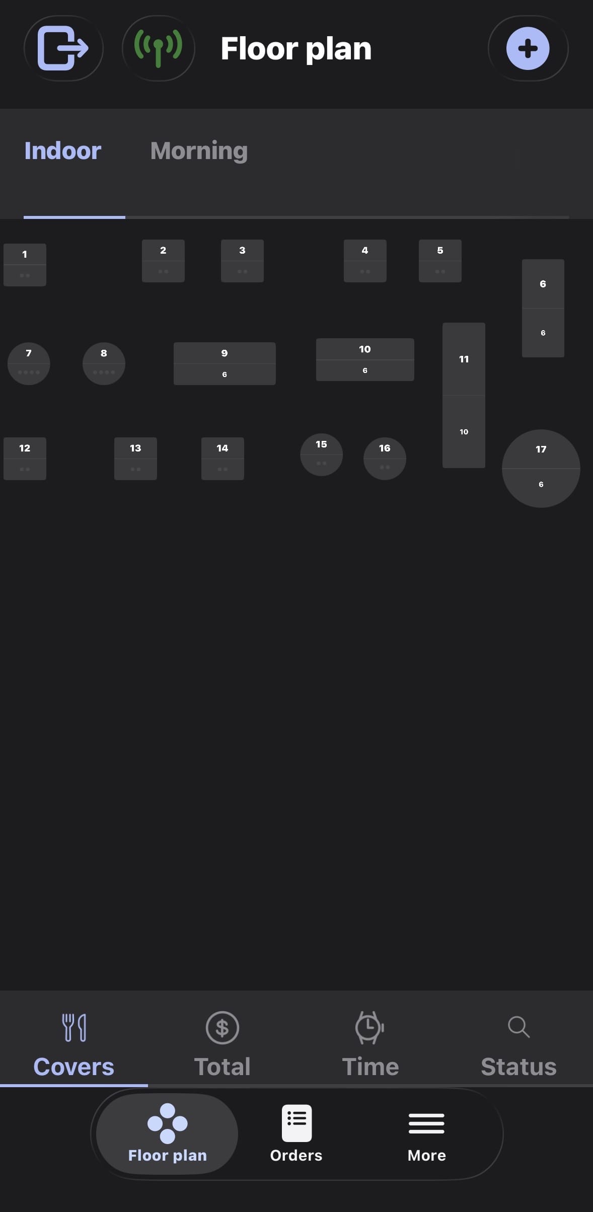 iPhone POS floor plan screen