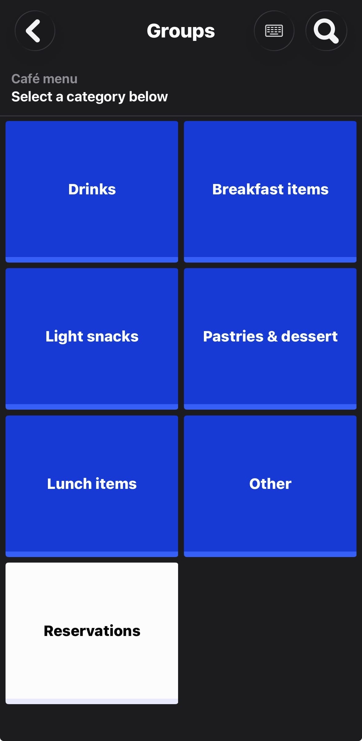 iPhone POS register screen