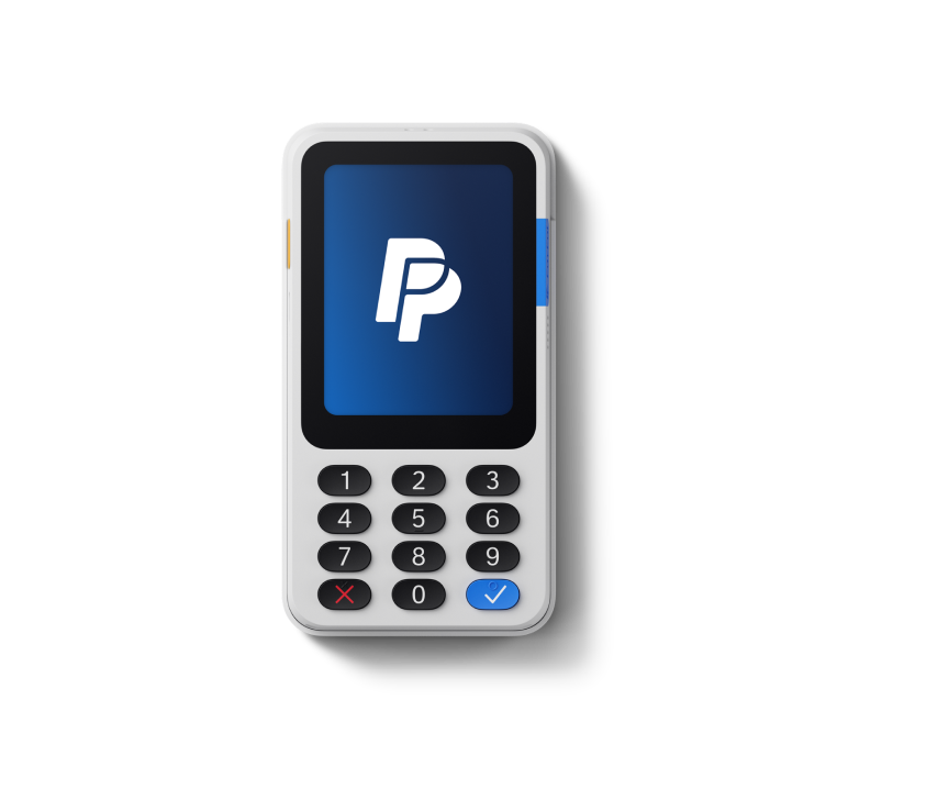 Top view of the white PayPal Reader.