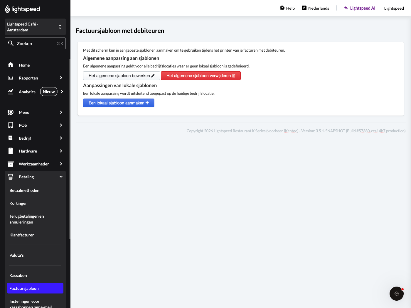 De pagina factuursjabloon voor debiteuren in Backoffice