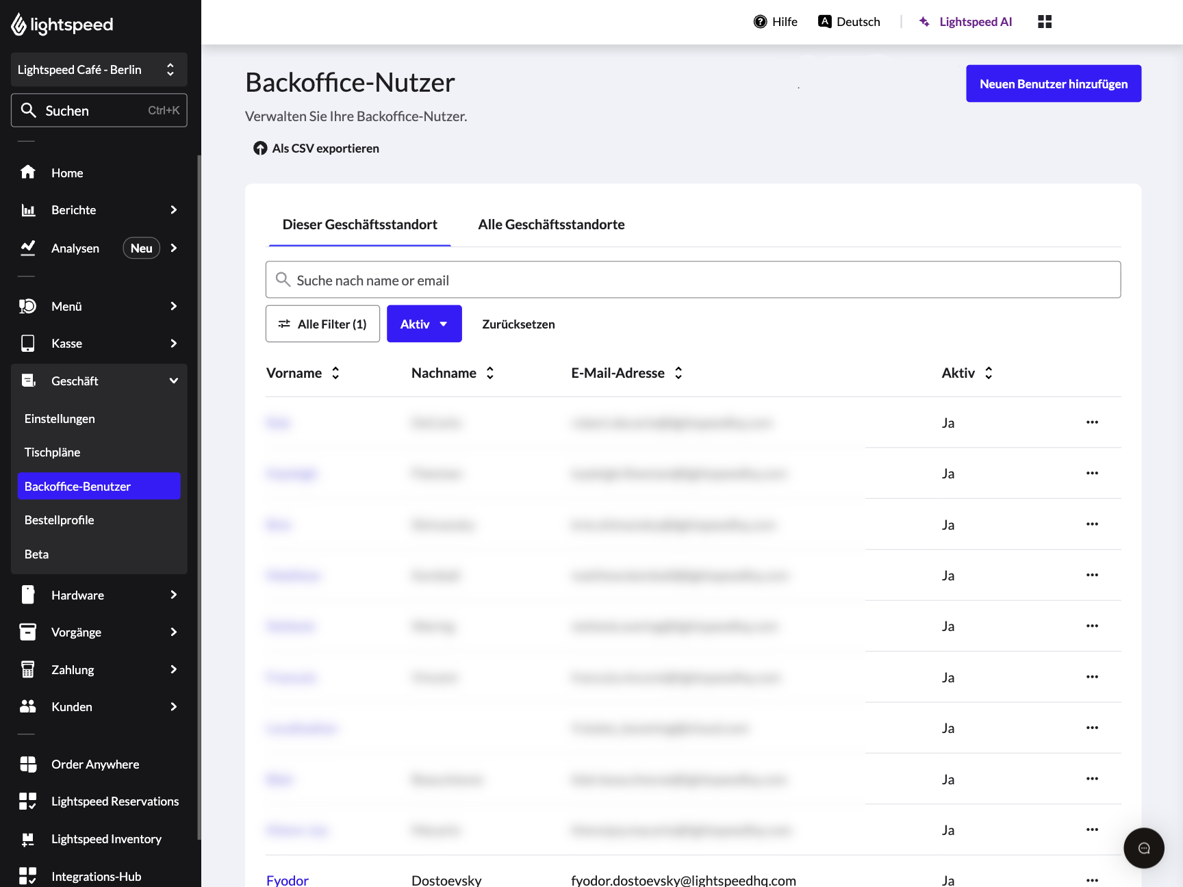 La page d'accueil pour les utilisateurs du back-office