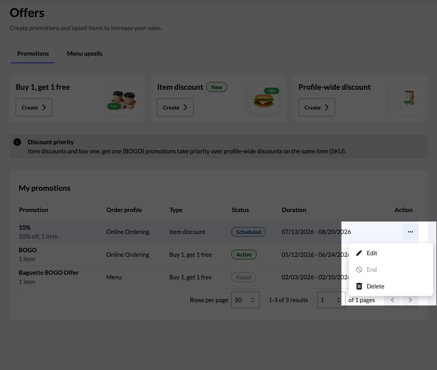 Les options du menu des trois points mises en surbrillance