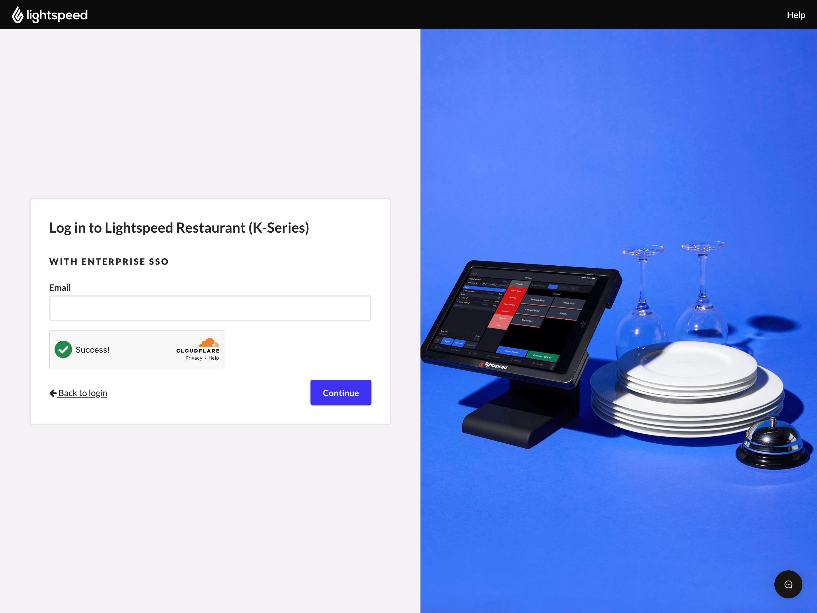 SSO Back Office login page