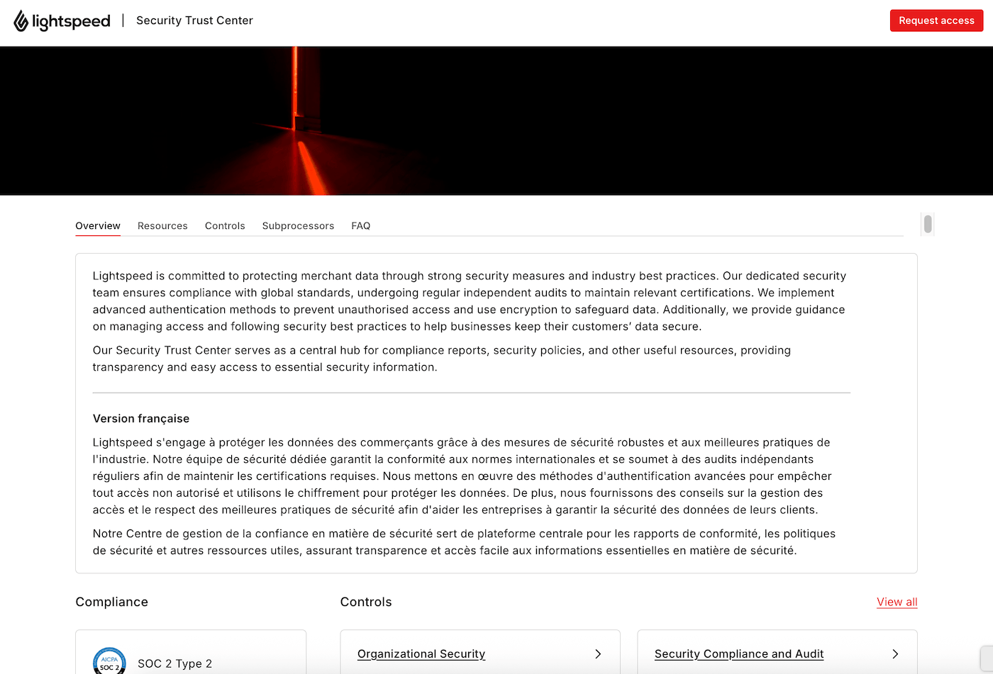 Security Trust Center landing page.