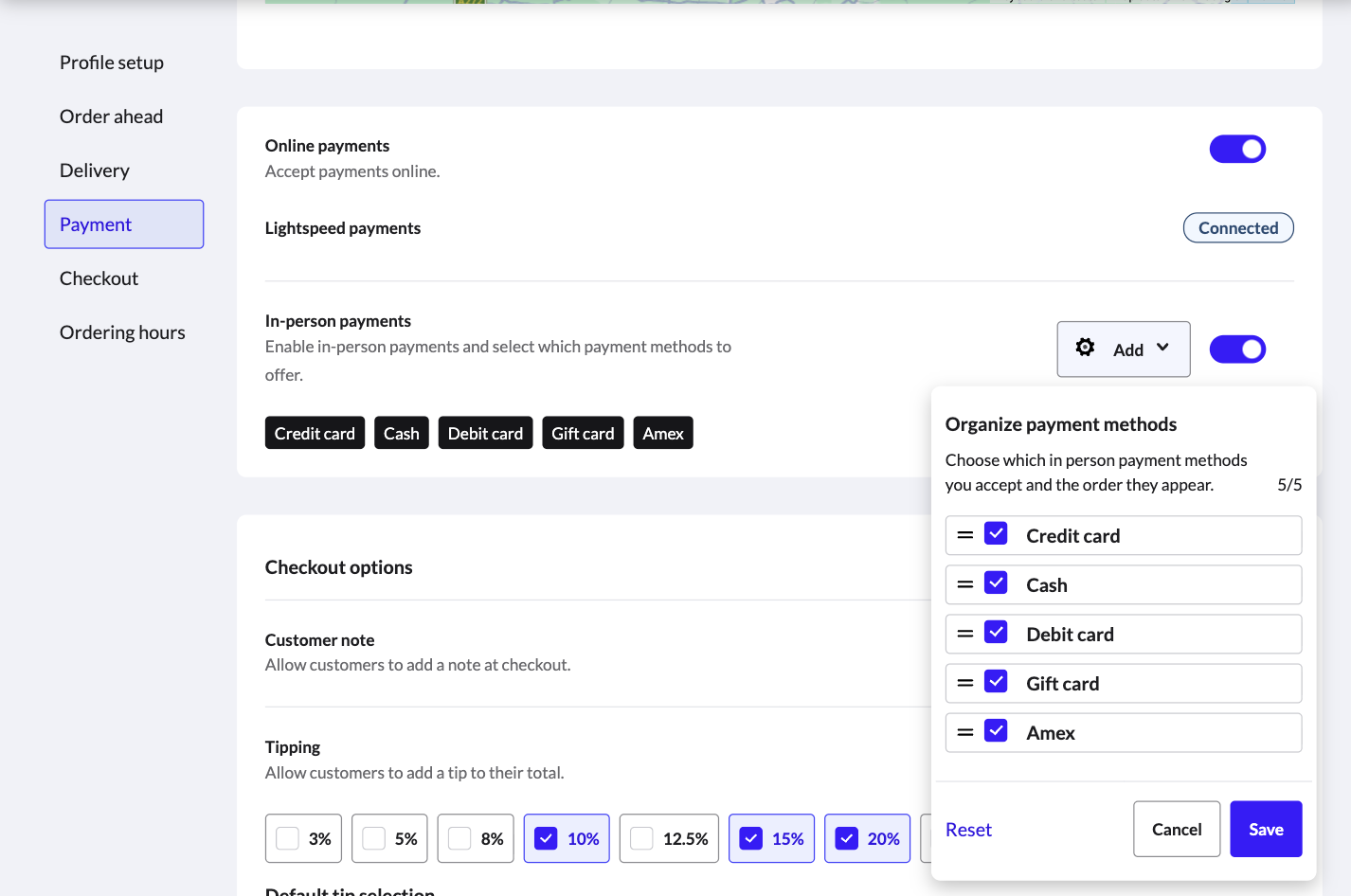 The Payment page