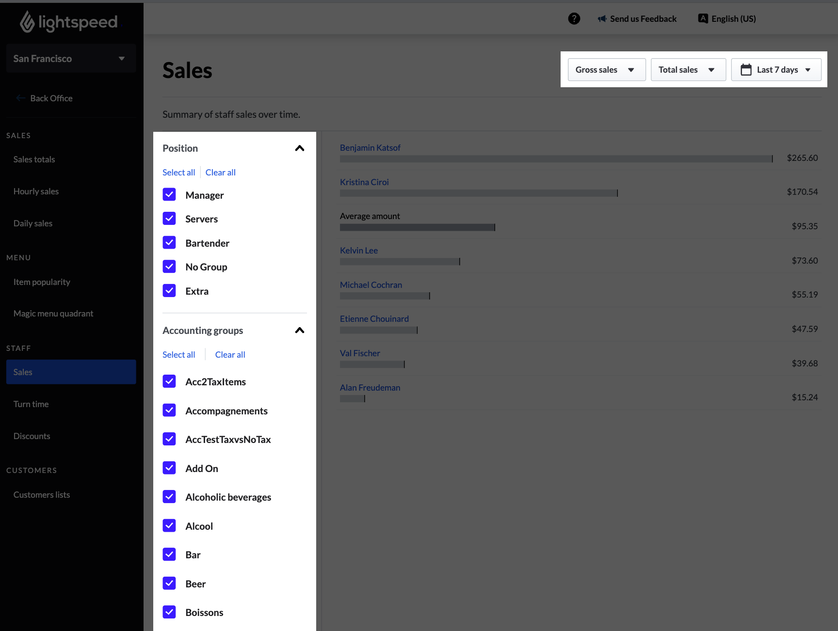 The Staff reports main page with the filtering options highlighted
