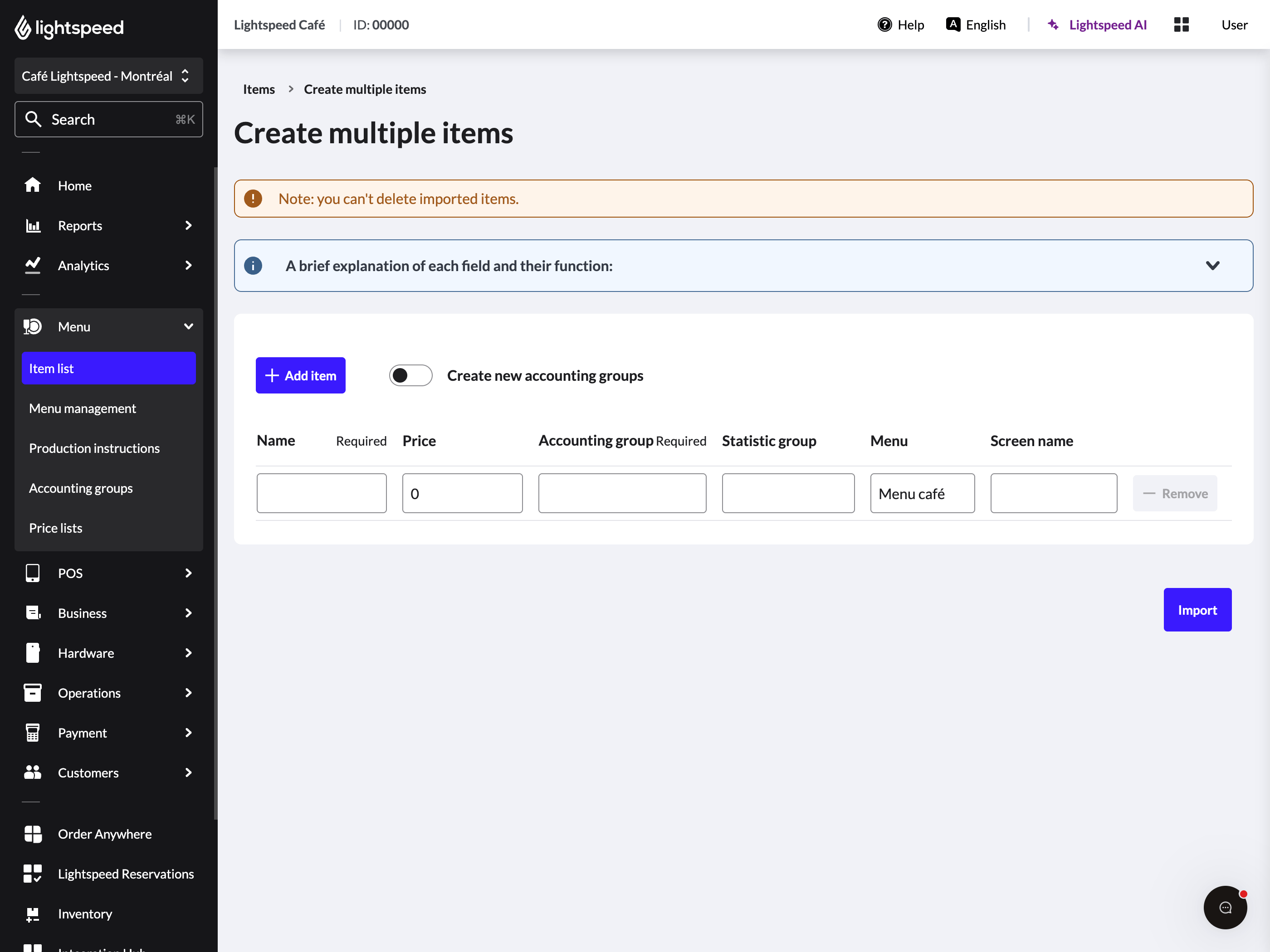 Creating multiple items
