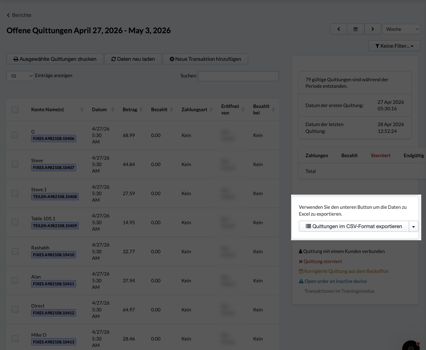 Durch den Export Ihrer Berichte können Sie eine digitale Kopie Ihres Berichts auf Ihrem Computer speichern oder eine physische Kopie ausdrucken.