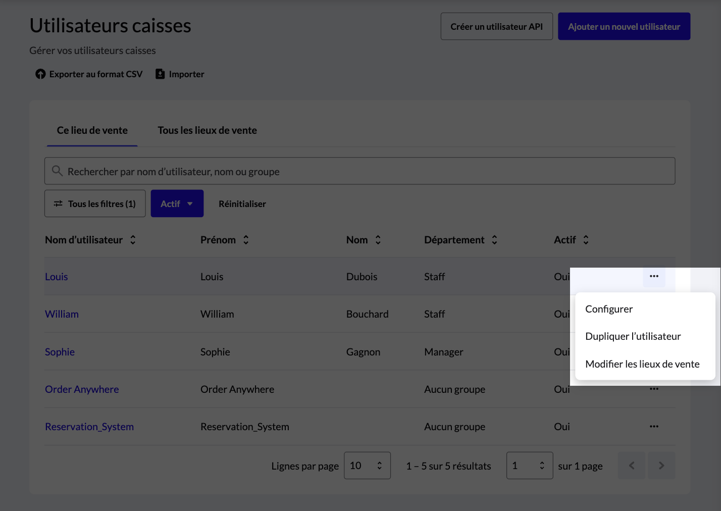 Les options du menu à trois points mises en surbrillance