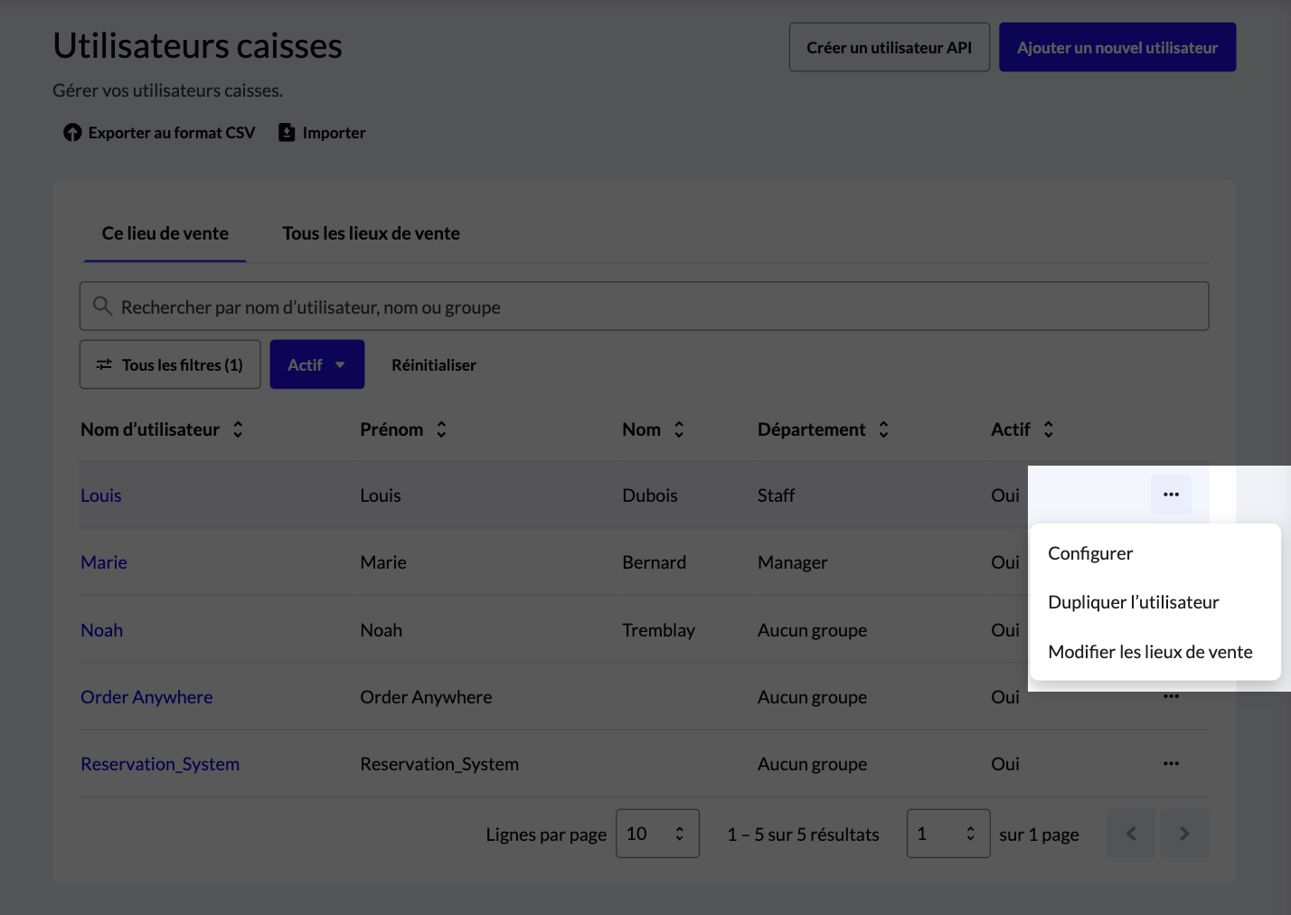 Les options du menu 'trois points' mises en surbrillance