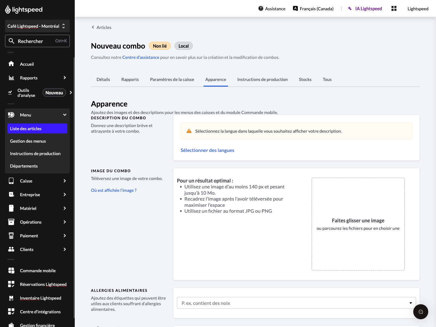Définir l’apparence et la description de la formule