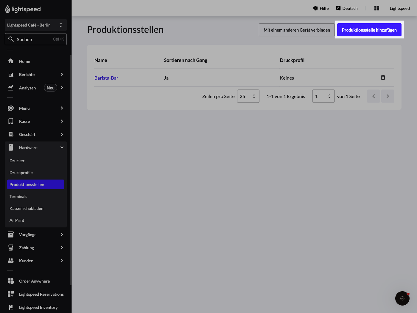 Produktionsstellen hinzufügen