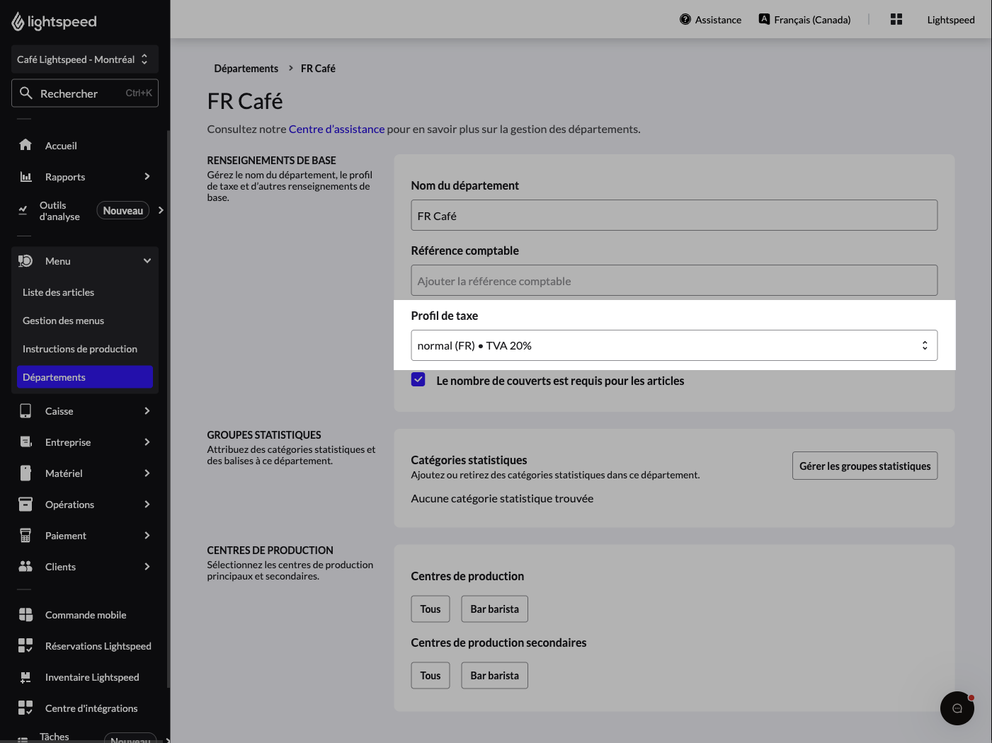 'Edit accounting group' screen with 'Tax profile' field highlighted