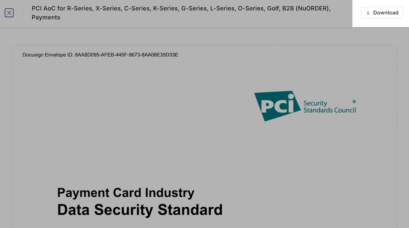Page PCI AOC avec le bouton 'Download' (tlécharger) mis en surbrillance.