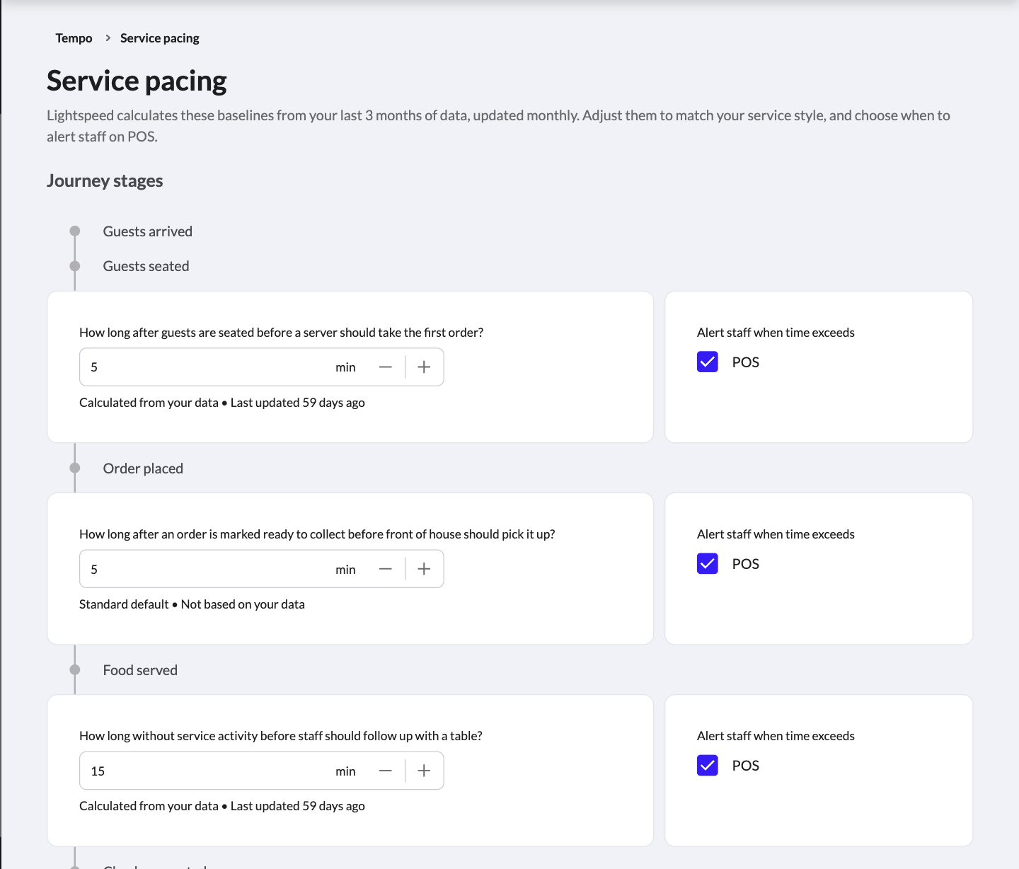 The Service pacing page